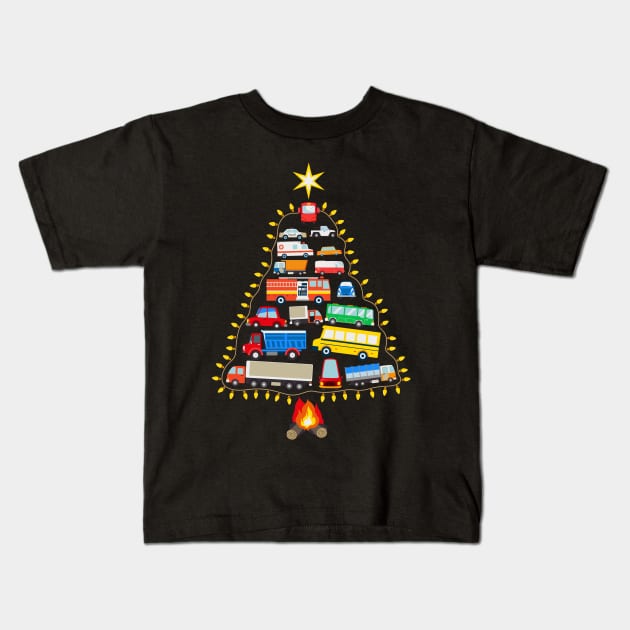 Firefighter Fire Truck Christmas Tree Xmas Tshirt Kids T-Shirt by saugiohoc994